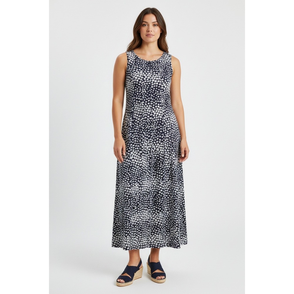 Haani Maxi Dress Womens XL Navy White‎ Excellent Geometric Print Sleeveless